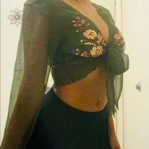 Mesh Emerald Top With Detailing